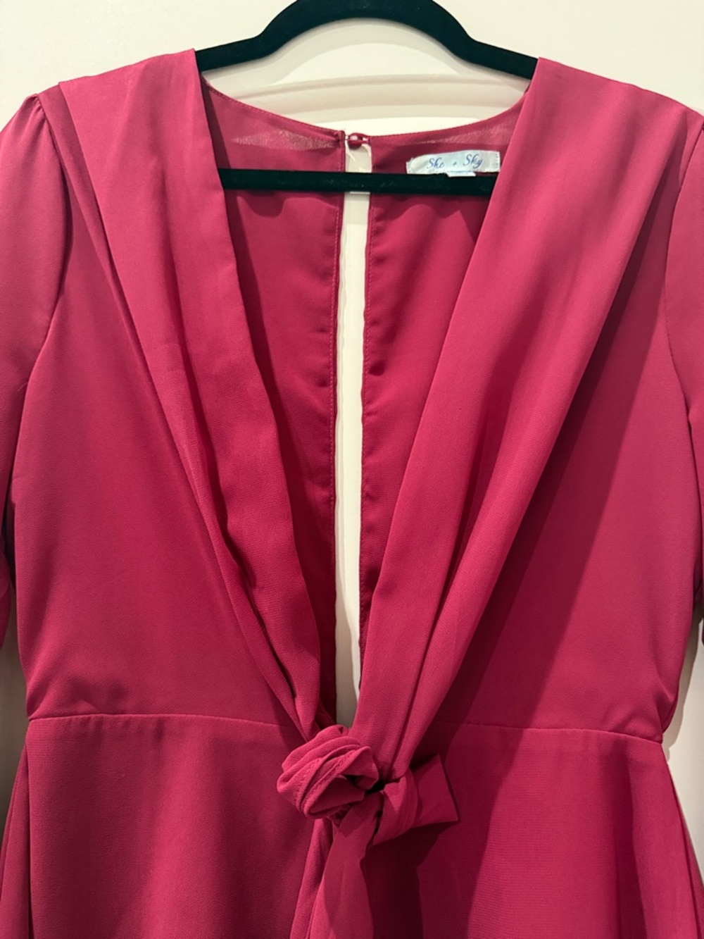 She + Sky Magenta Ruffled Romper - Picture 3 of 5
